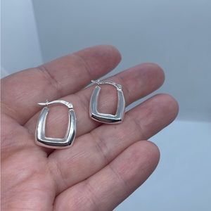 Sterling silver light weight rectangular hoop earrings